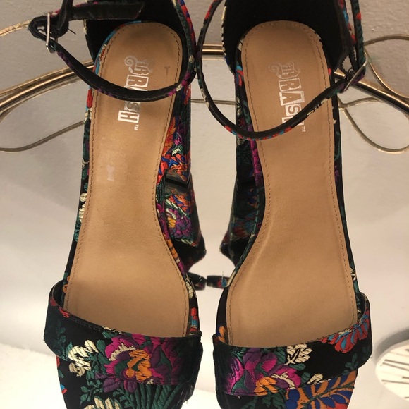 BRASH FLORAL PRINT STACKED HEELS - Picture 3 of 3